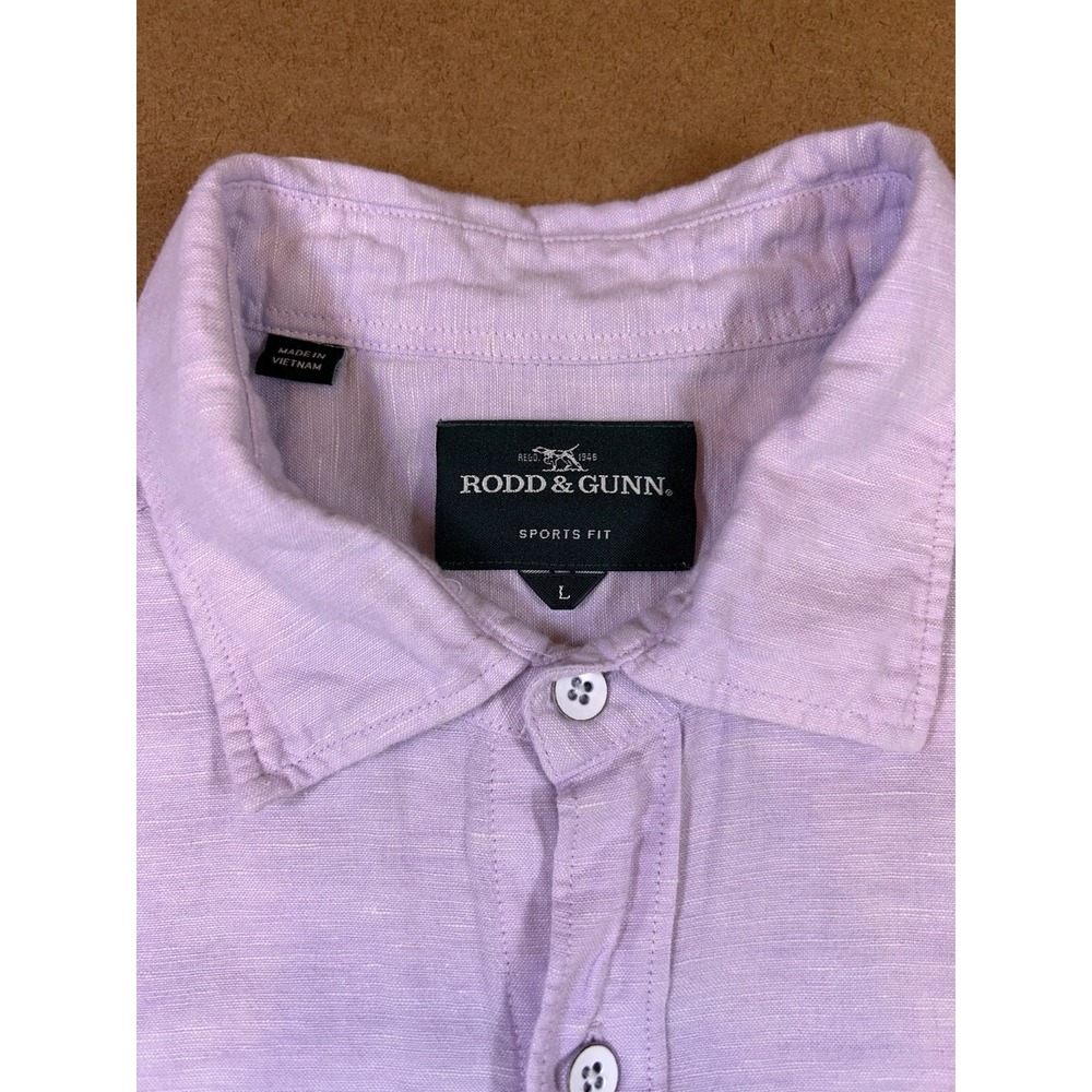 Rodd and Gunn Long Sleeve Button Up Linen Blend Mens Large Lavender Sports Fit